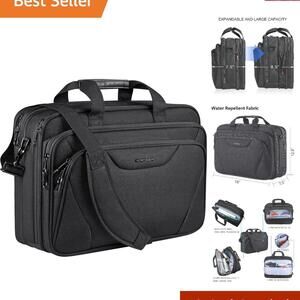 Professional Black Expandable Laptop Briefcase - Perfect for Travel & Business